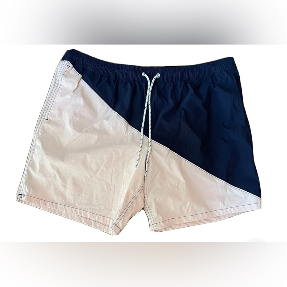Vintage J. CREW Blue/Pale Pink Swim Trunks XL Unlined